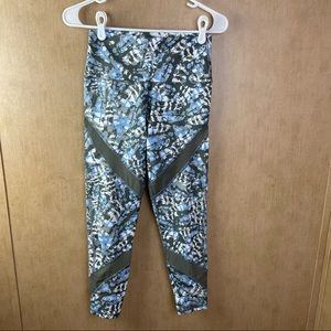Aerie Chill. Play. Move. Gray & Baby Blue with Gray Mesh Leggings Size M